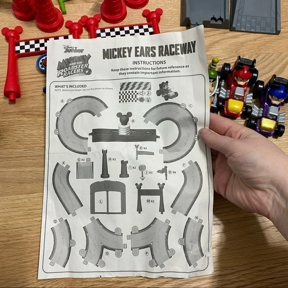 Mickey Ears Raceway W/ 3 Diecast Cars Goofy Mickey Mouse Donald Duck Play Set